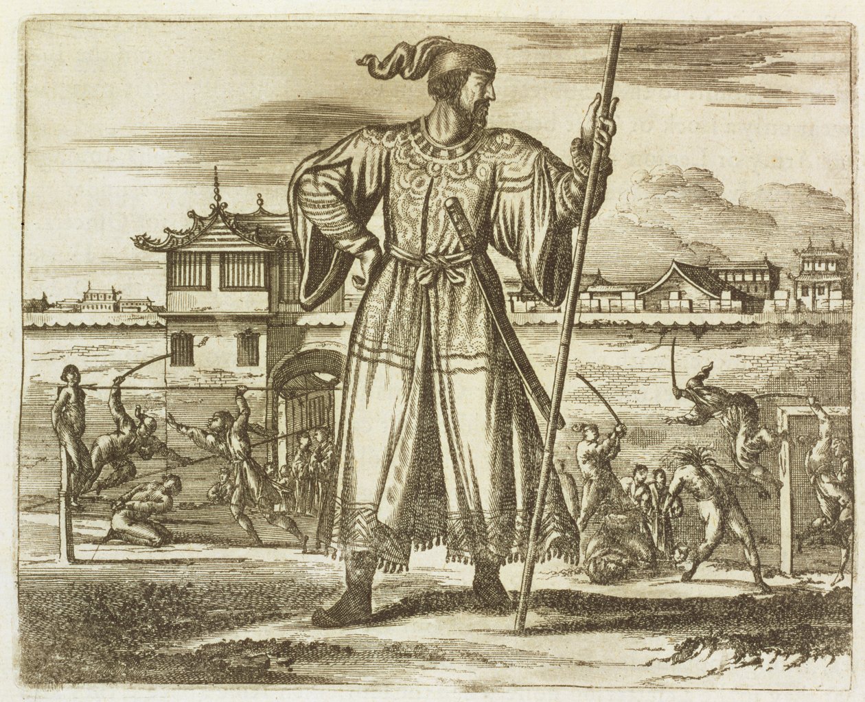 De Eerste Generaal van het Chinese Leger, illustratie uit een beschrijving van Ambassades naar China, 1690 door English School
