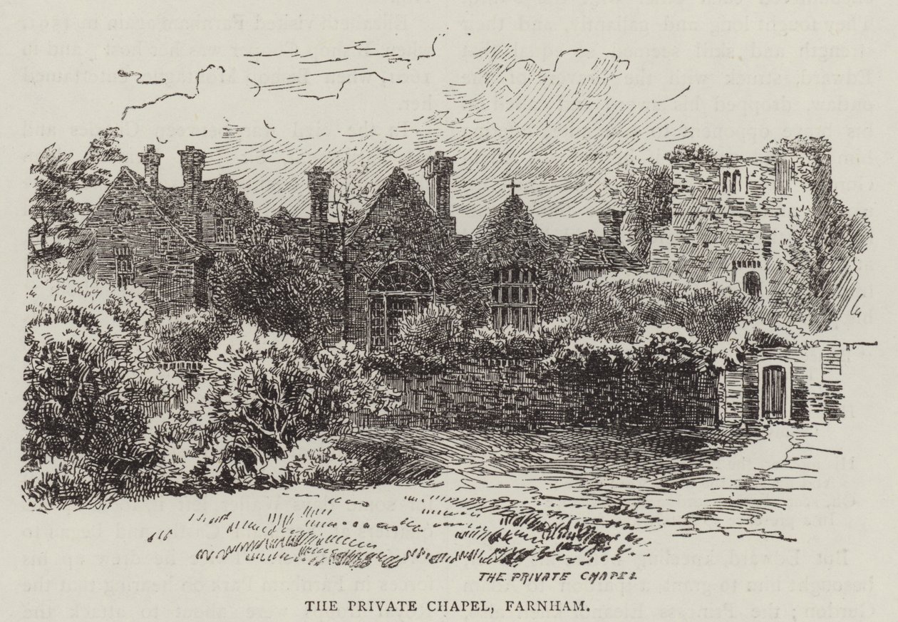 De privékapel, Farnham (gravure) door English School