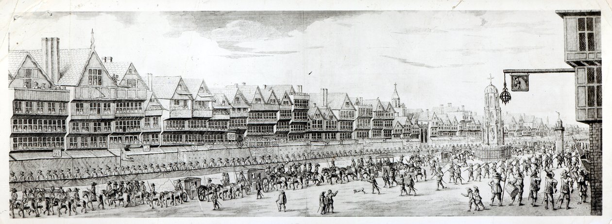 De processie van Marie de Medici langs Cheapside, 1638, gepubliceerd door William Herbert (1771-1851) en Robert Wilkinson (fl.1785-1825) 1809 door English School