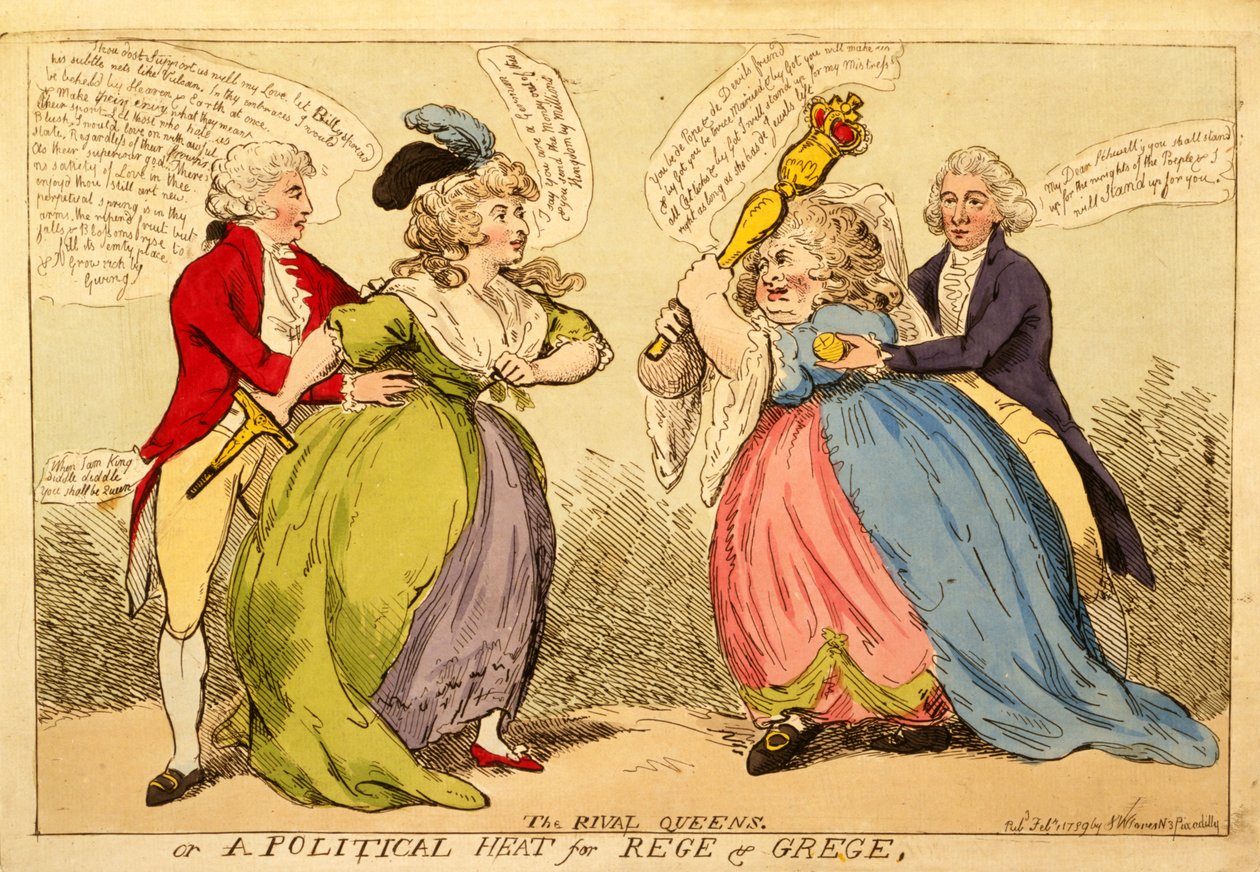 De Rivaliserende Koninginnen of een Politieke Hitte voor Rege en Grege, 1789 door English School