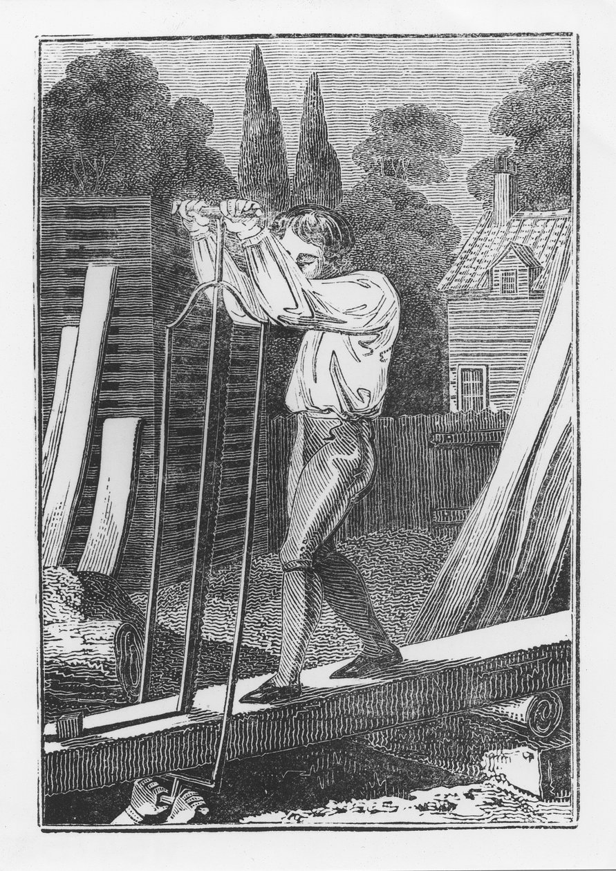 De zaagmolen, uit De jonge vakman of Boek van Engelse beroepen, 1839 door English School