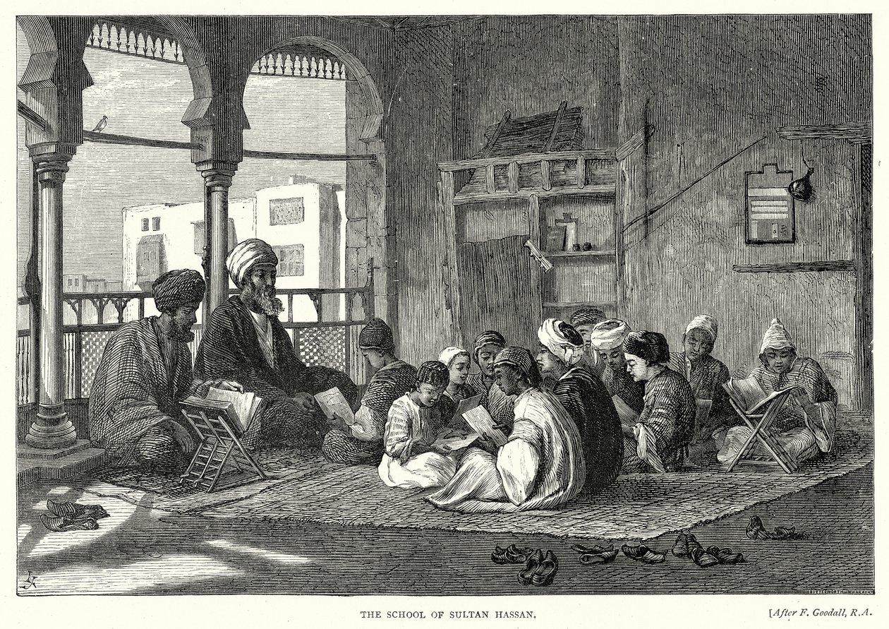 De school van Sultan Hassan (gravure) door English School