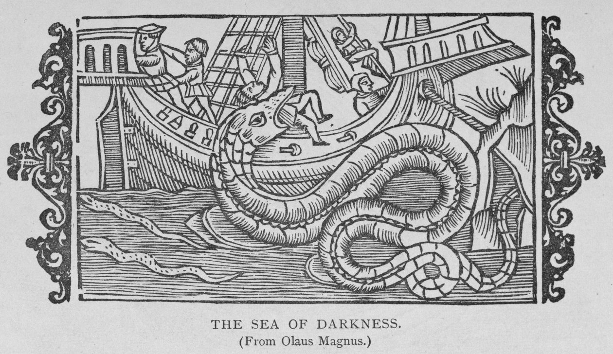 De Zee van Duisternis, uit een boek door Olaus Magnus (1490-1557), uit 