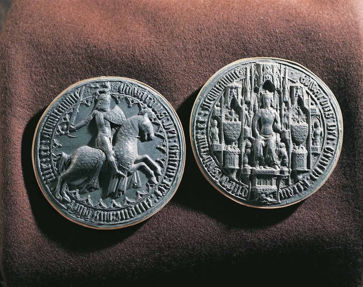 Het zegel van koning Edward III van Engeland (metaal) door English School
