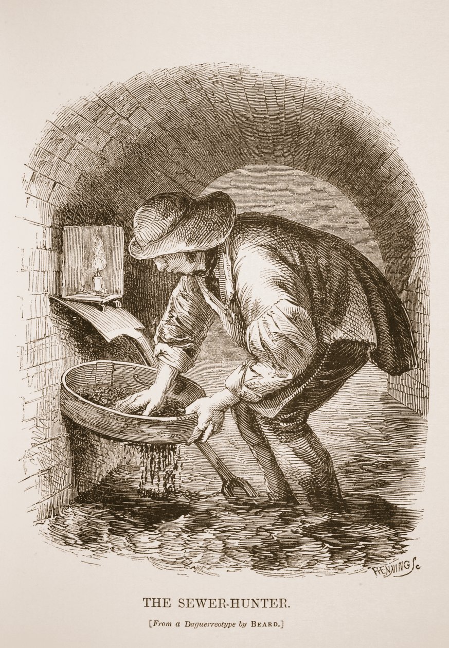 De Riool-Jager, naar de daguerreotype door Richard Beard, illustratie uit London Labour and London Poor door Henry Mayhew, pub. 1862 door English School