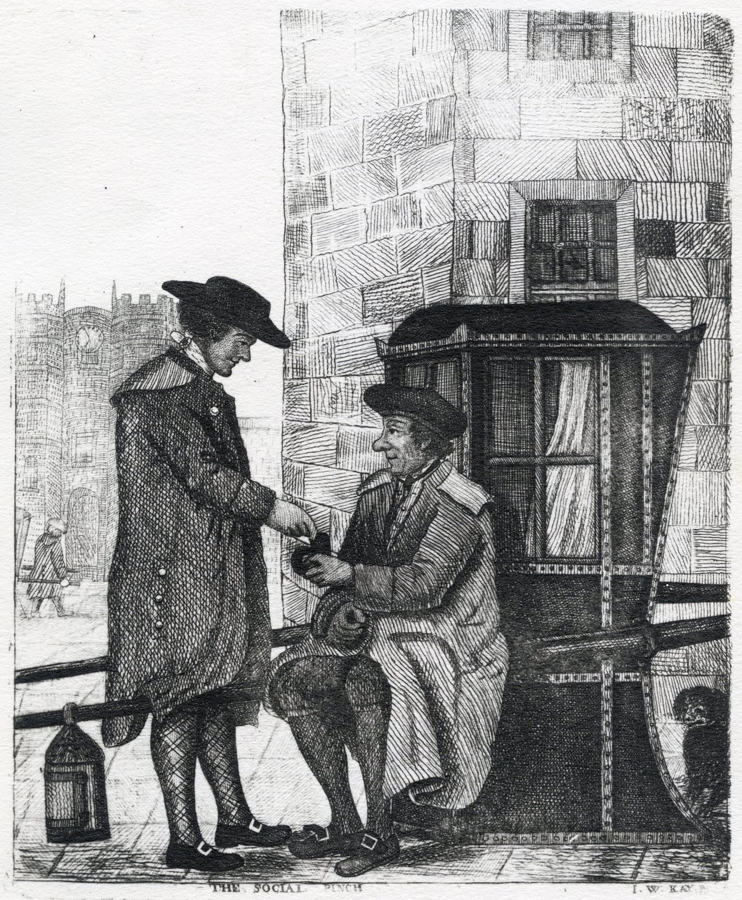 De Sociale Knijp, prent gemaakt door William Kay, 1784-1813 door English School