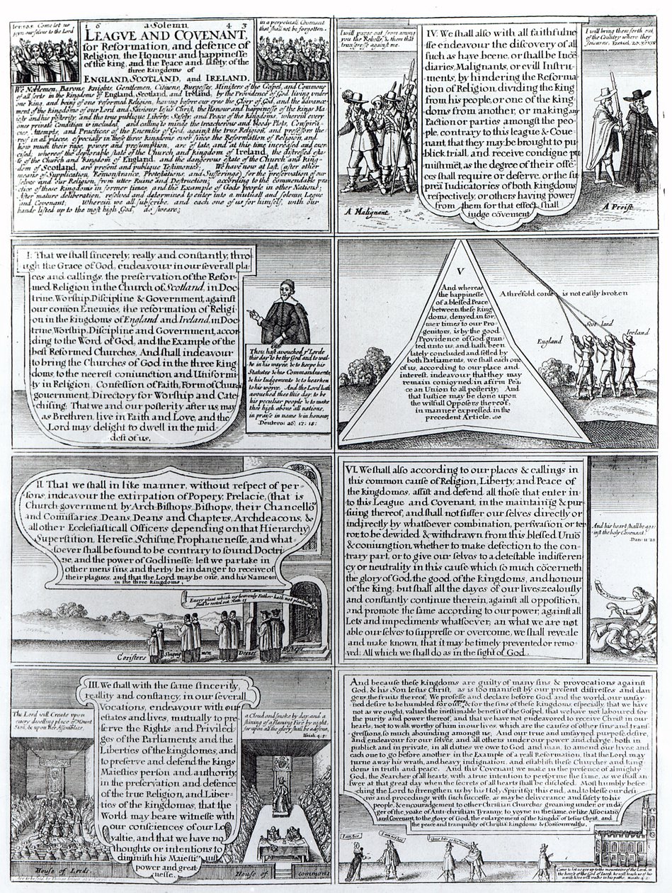 De Plechtige Liga en Verbond van 1643, gegraveerd door W. Hollar (1607-77) door English School