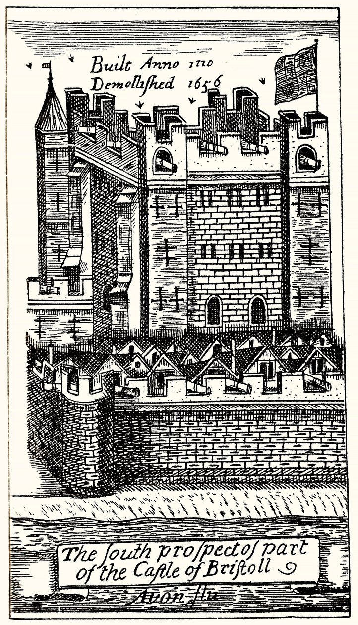 Het zuidelijke uitzicht van een deel van het kasteel van Bristoll, pub. 1893 door English School