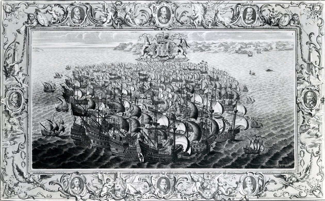 De Spaanse Armada, gepubliceerd door John Pine, 1739 door English School