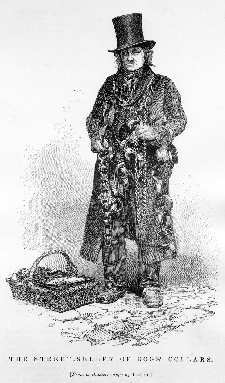 De Straatverkoper van Hondenhalsbanden, c.1840 door English School