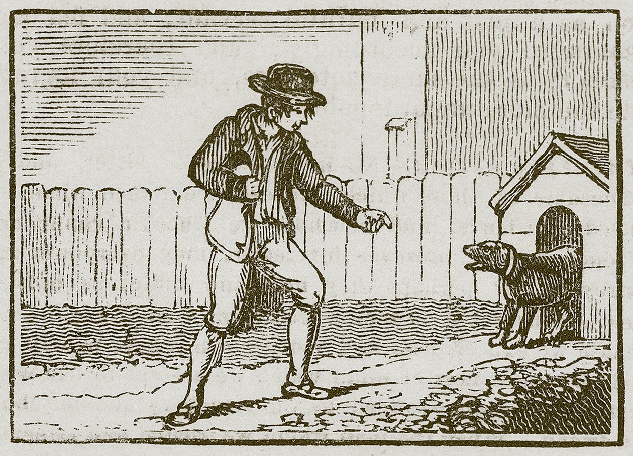 De dief en de hond (gravure) door English School
