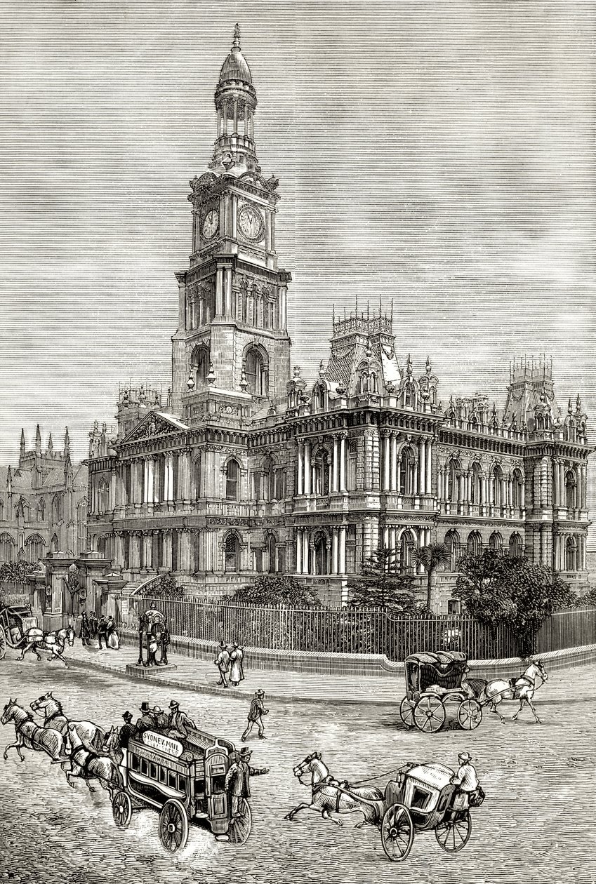 Het stadhuis, Sydney, ca. 1880, uit 