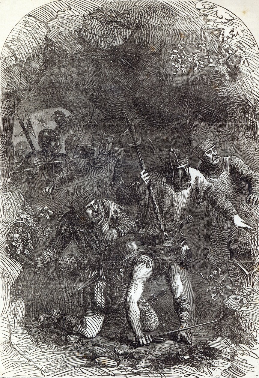 De Troepen van Lord Montacute in de Ondergrondse Gang, illustratie uit 