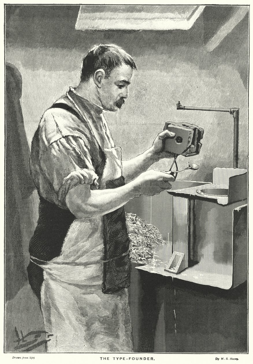 De lettergieter (gravure) door English School