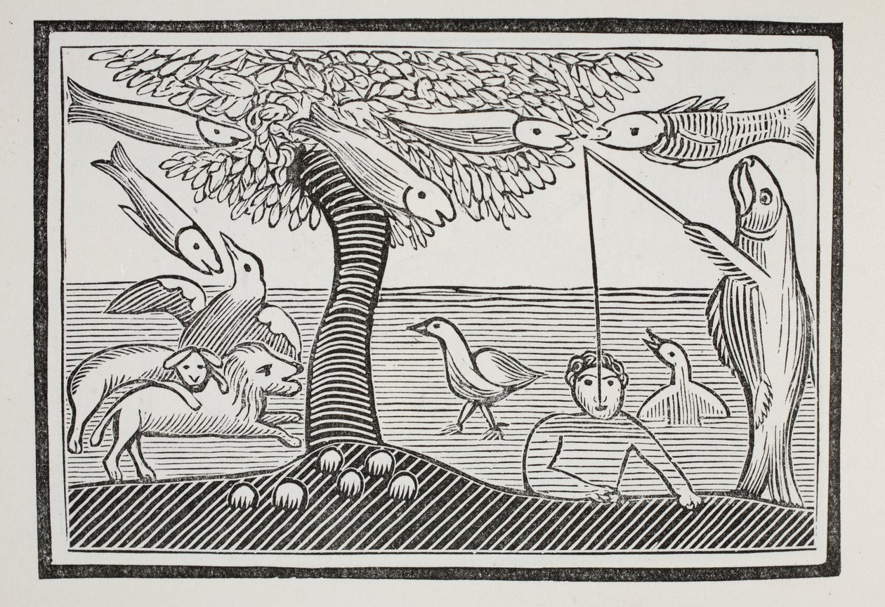 Het waterwonder, of vissen heren van de schepping, illustratie uit Chap-books van de achttiende eeuw door John Ashton, uitgegeven 1882 door English School