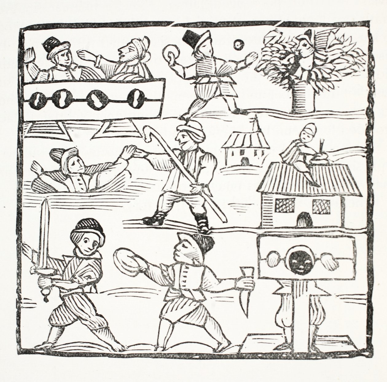 De Welshe Reiziger, of De Ongelukkige Welshman door Humphrey Cornish, illustratie uit Chap-books van de Achttiende Eeuw door John Ashton, uitgegeven 1882 door English School