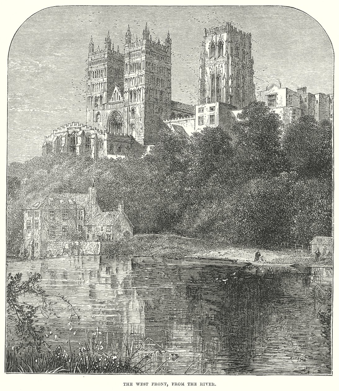 De westelijke voorkant, vanaf de rivier (gravure) door English School