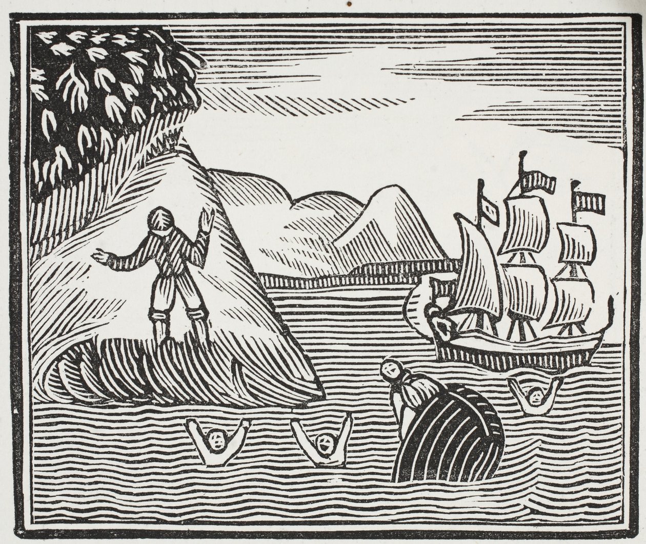 Het wrak, illustratie uit Chap-books van de achttiende eeuw door John Ashton, uitgegeven 1882 door English School