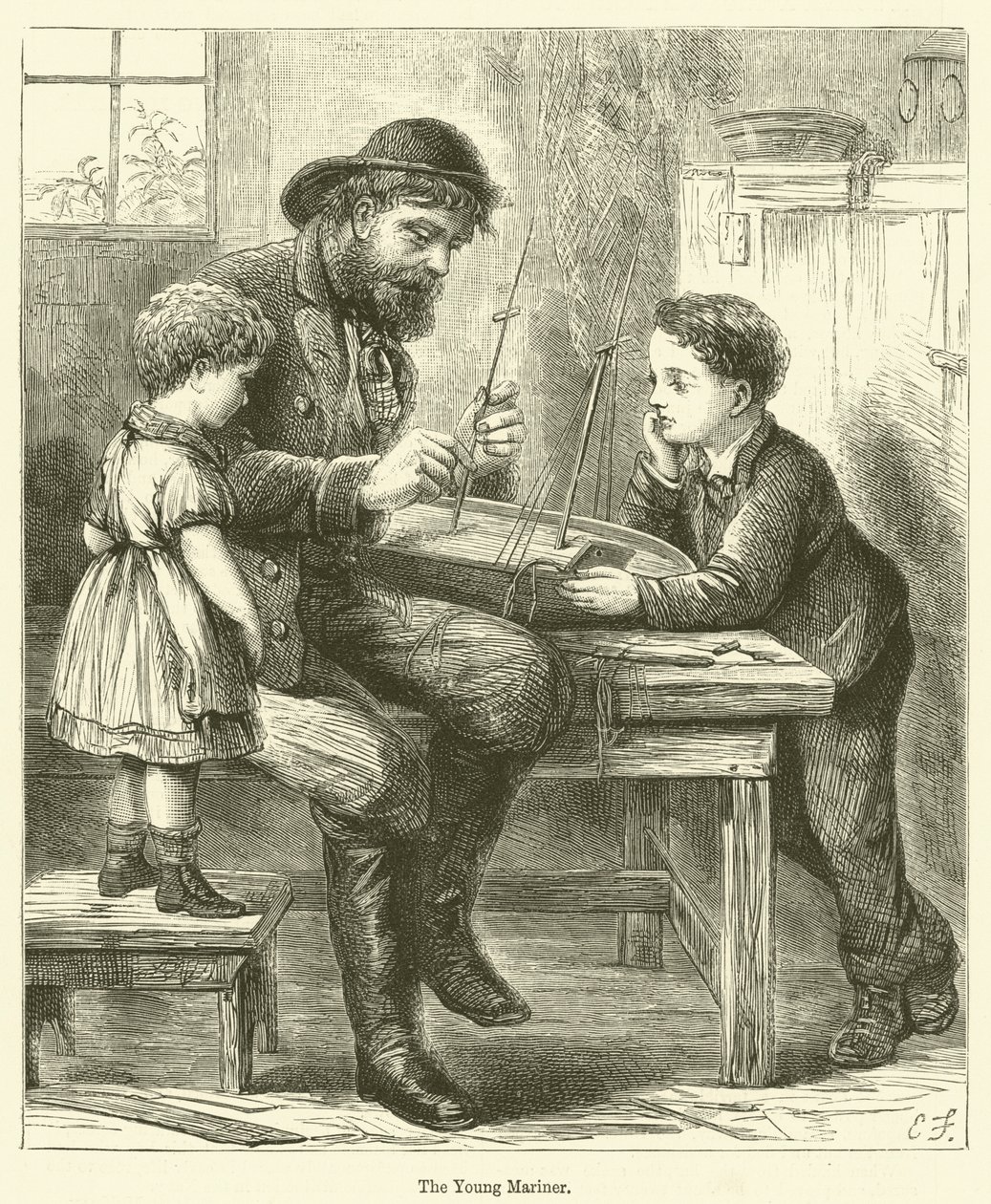 De jonge zeevaarder (gravure) door English School
