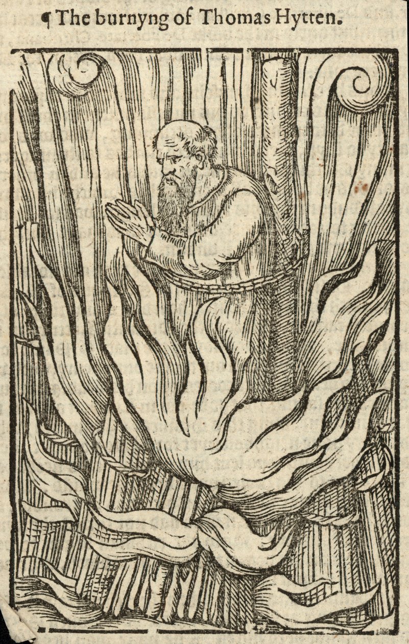 De verbranding van Thomas Hytten (gravure) door English School