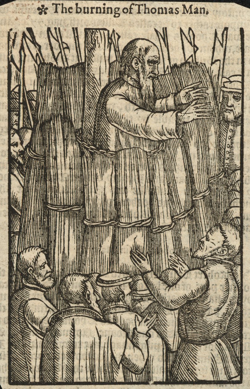 De verbranding van Thomas Man (gravure) door English School