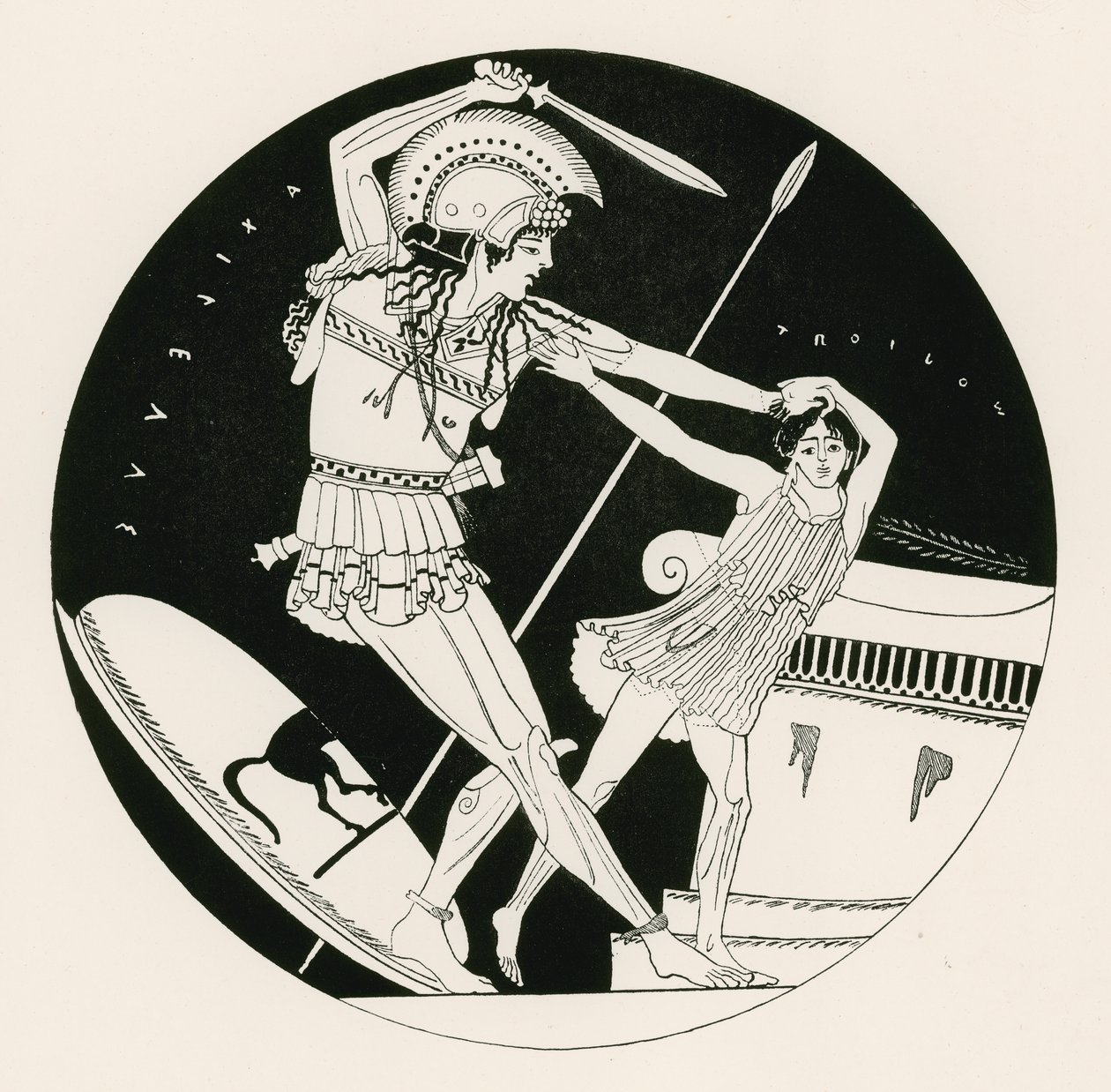 De dood van Troilos (gravure) door English School