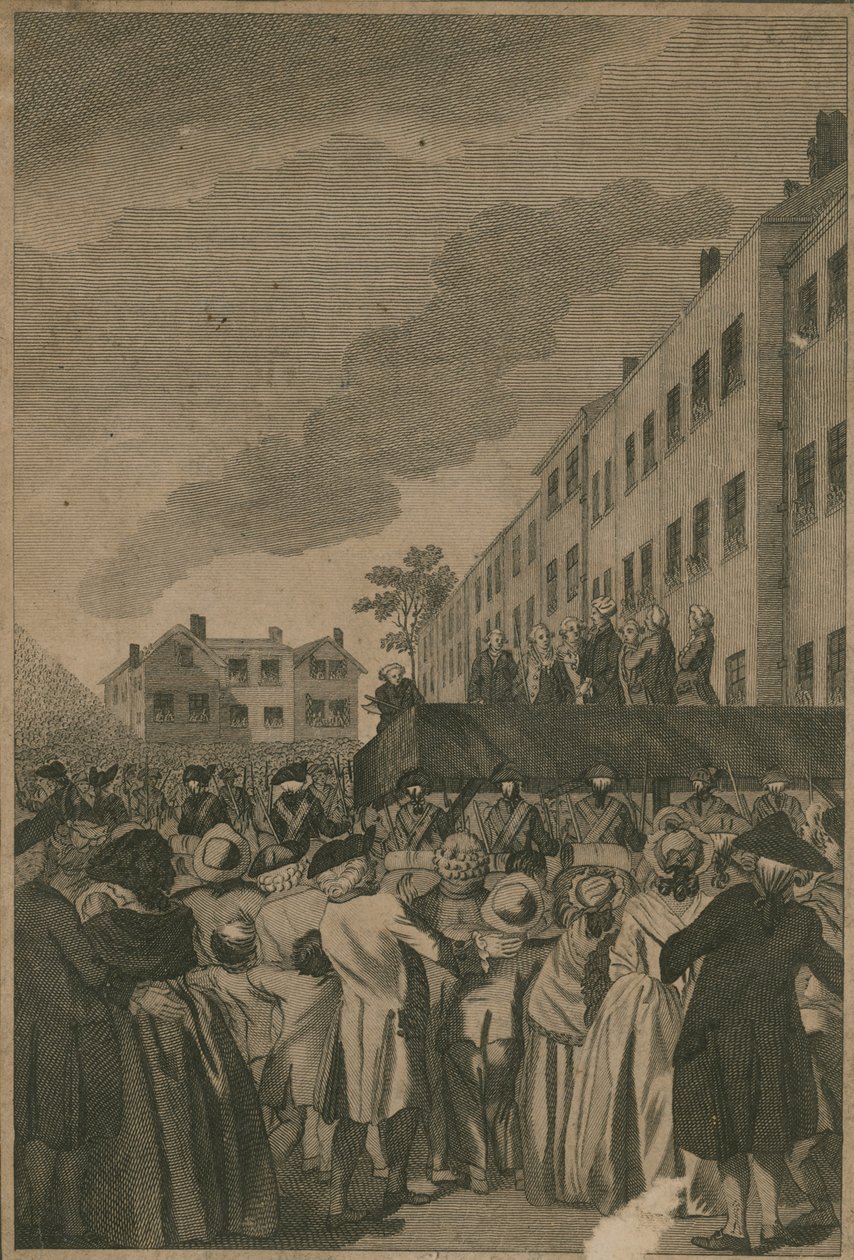 De executie van de Rebel Lords op Tower Hill (gravure) door English School