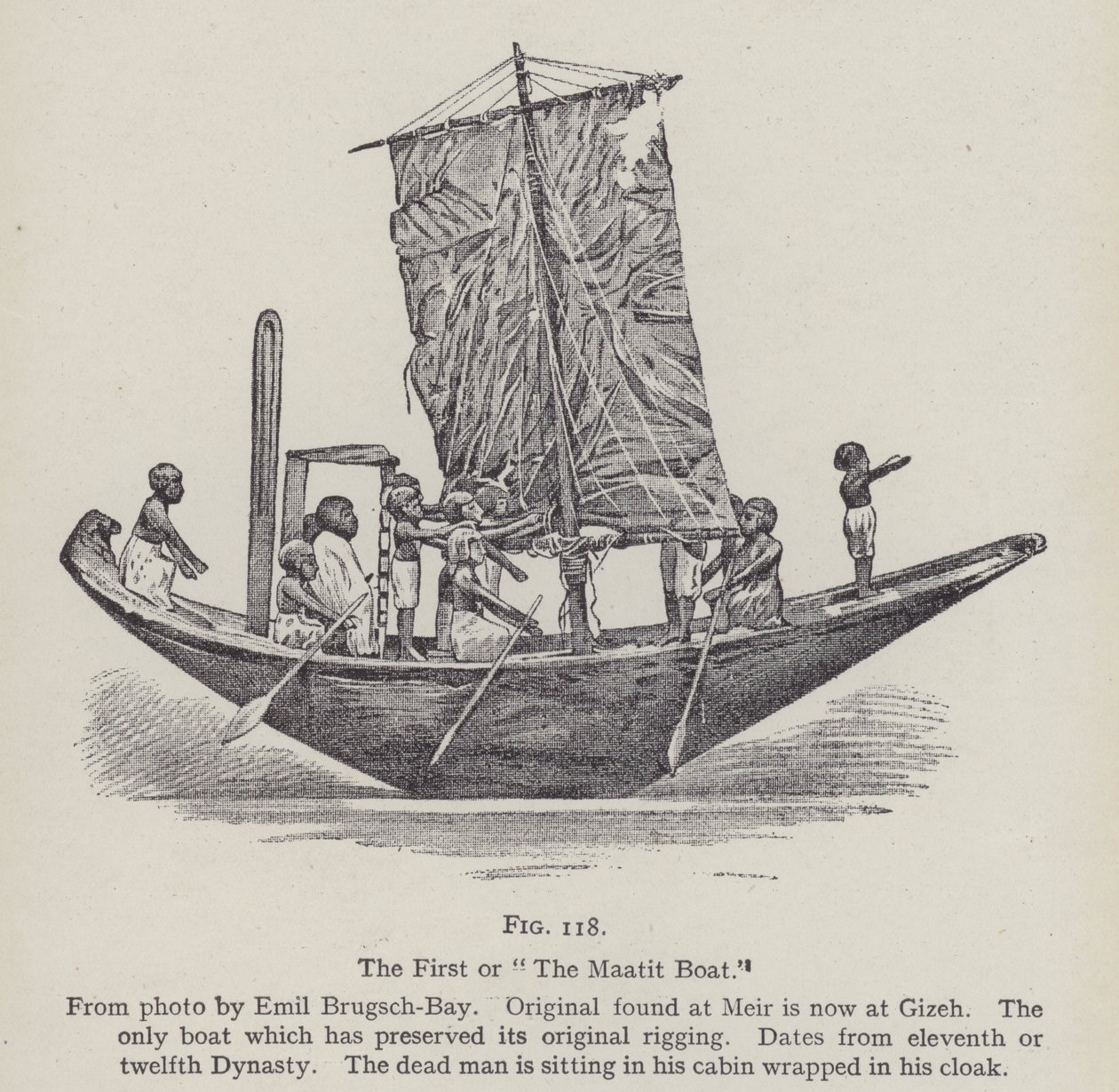 De eerste of de Maatit boot (litho) door English School