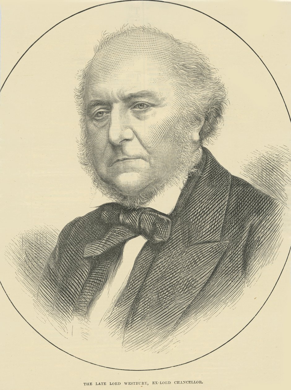 De overleden Lord Westbury, Ex-Lord Chancellor (gravure) door English School