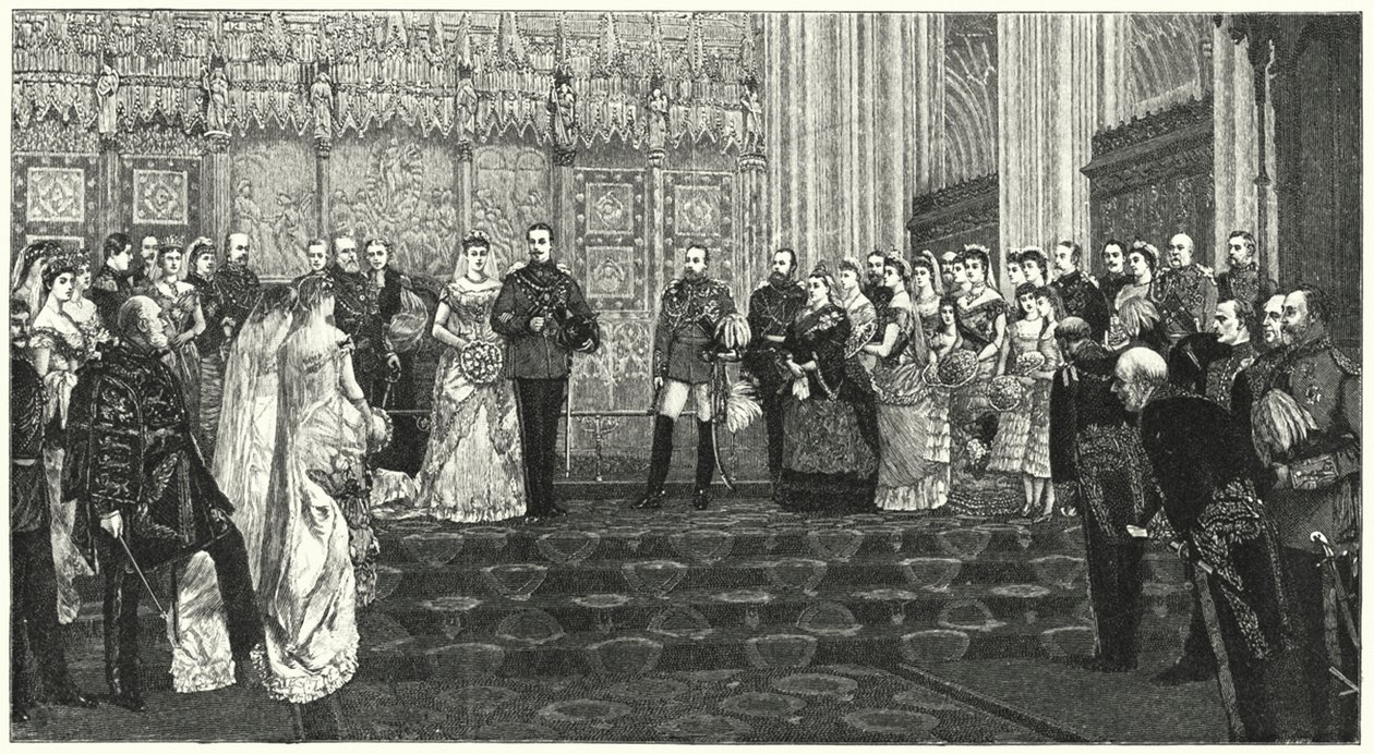 Het huwelijk van de hertog van Albany (gravure) door English School