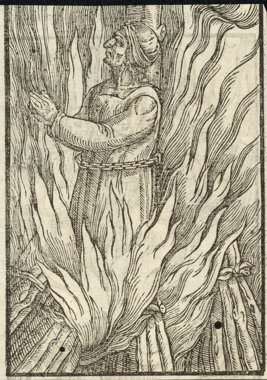 Het martelaarschap van een arme vrouw in Exeter (gravure) door English School