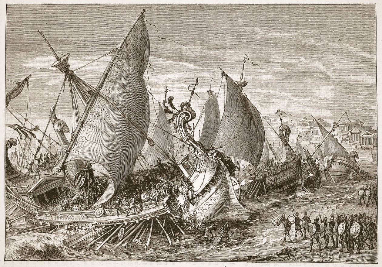 De zeeslag in de haven van Syracuse door English School