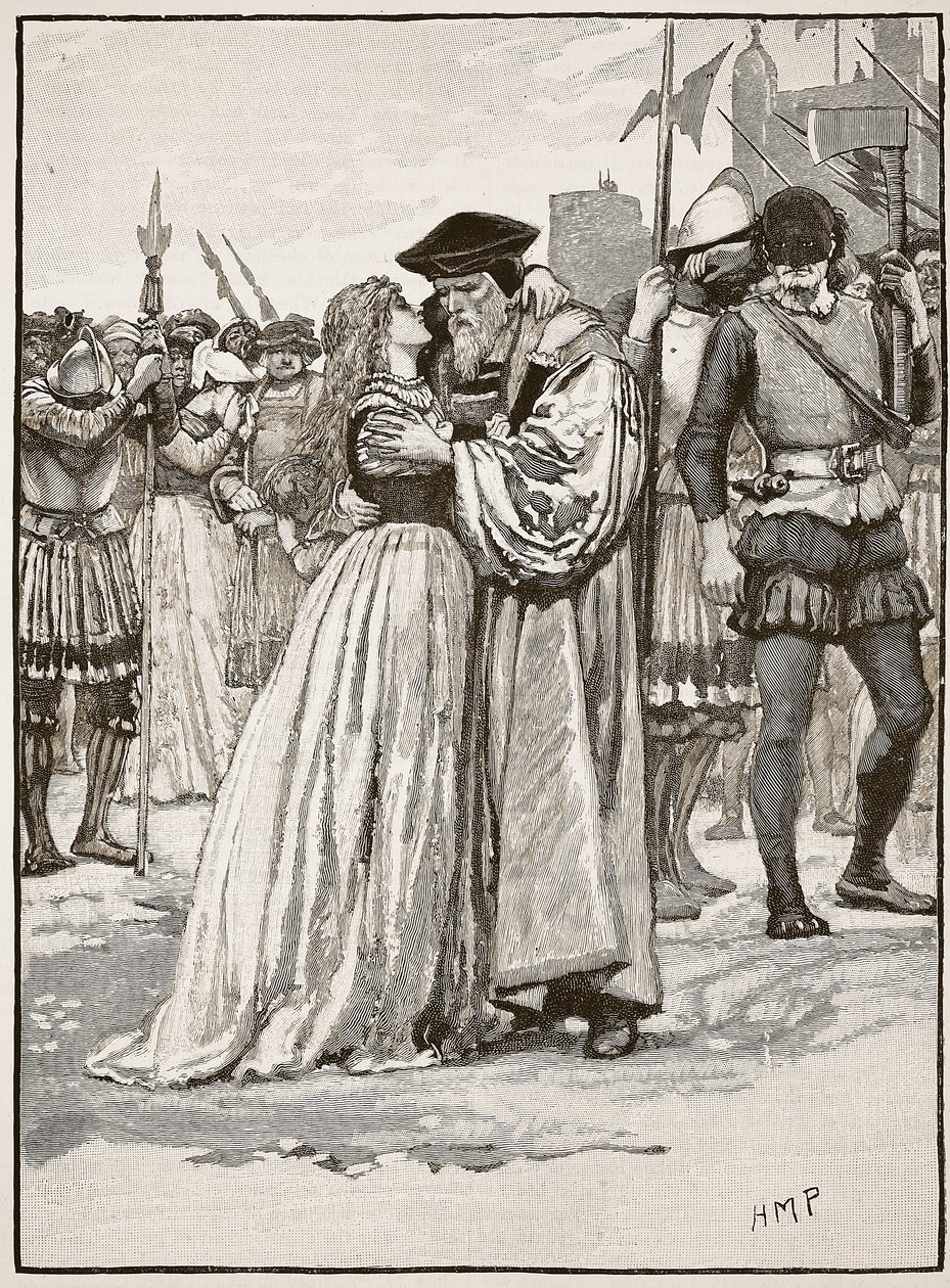 Het afscheid van Sir Thomas More en zijn dochter, illustratie uit Cassells Geïllustreerde Geschiedenis van Engeland door English School