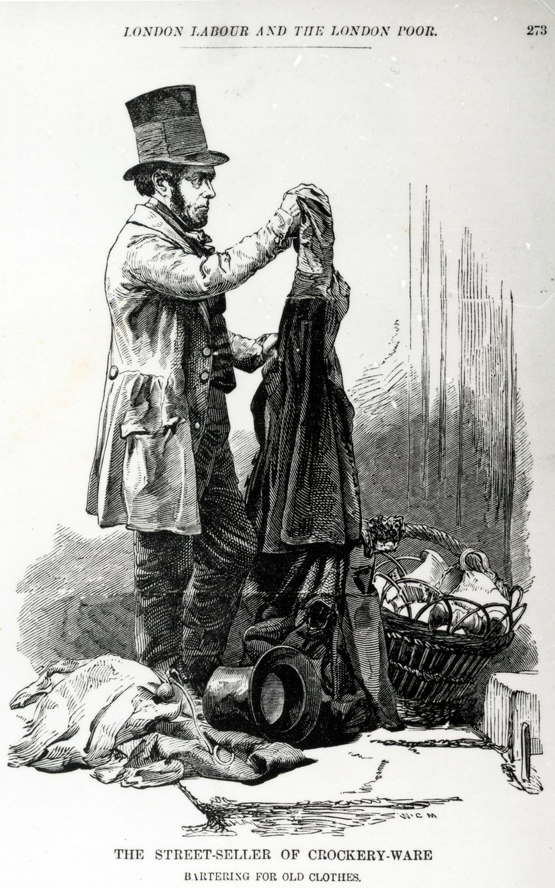 De straatverkoper van aardewerk ruilt voor oude kleren, c.1840 door English School