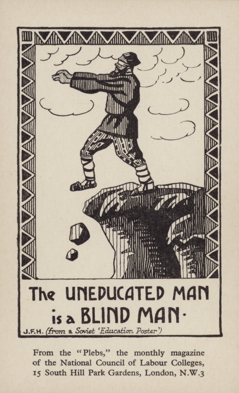 De ongeschoolde man is een blinde man (litho) door English School
