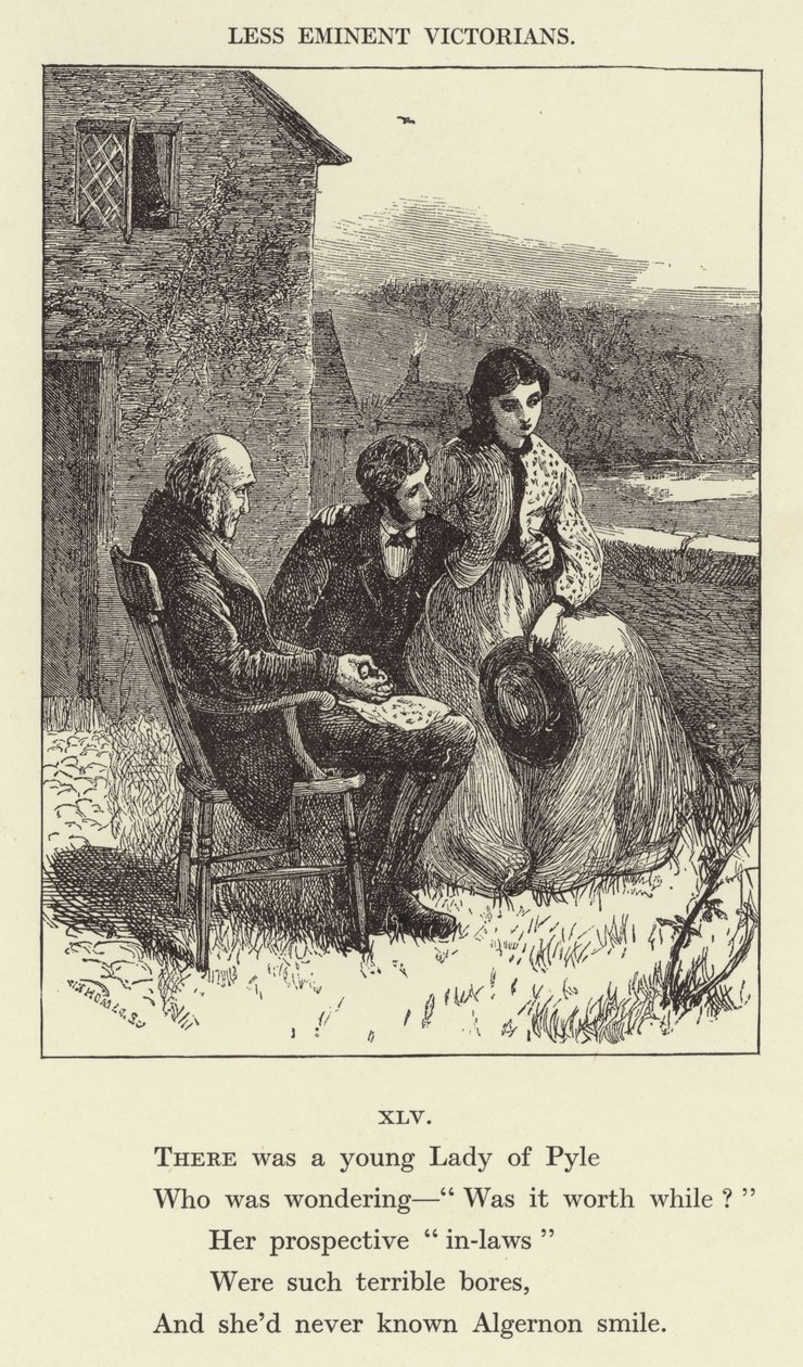 Er was een jonge dame van Pyle (gravure) door English School