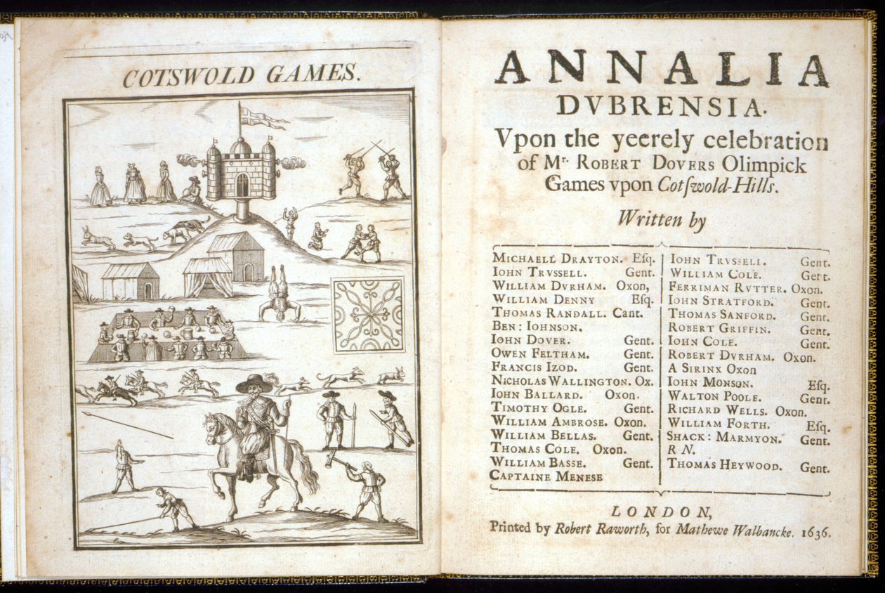 Titelpagina voor Annalia Dubrensia: Upon the Yeerely celebration of Mr. Robert Dovers Olimpick Games upon Cotswold Hills, 1636 door English School