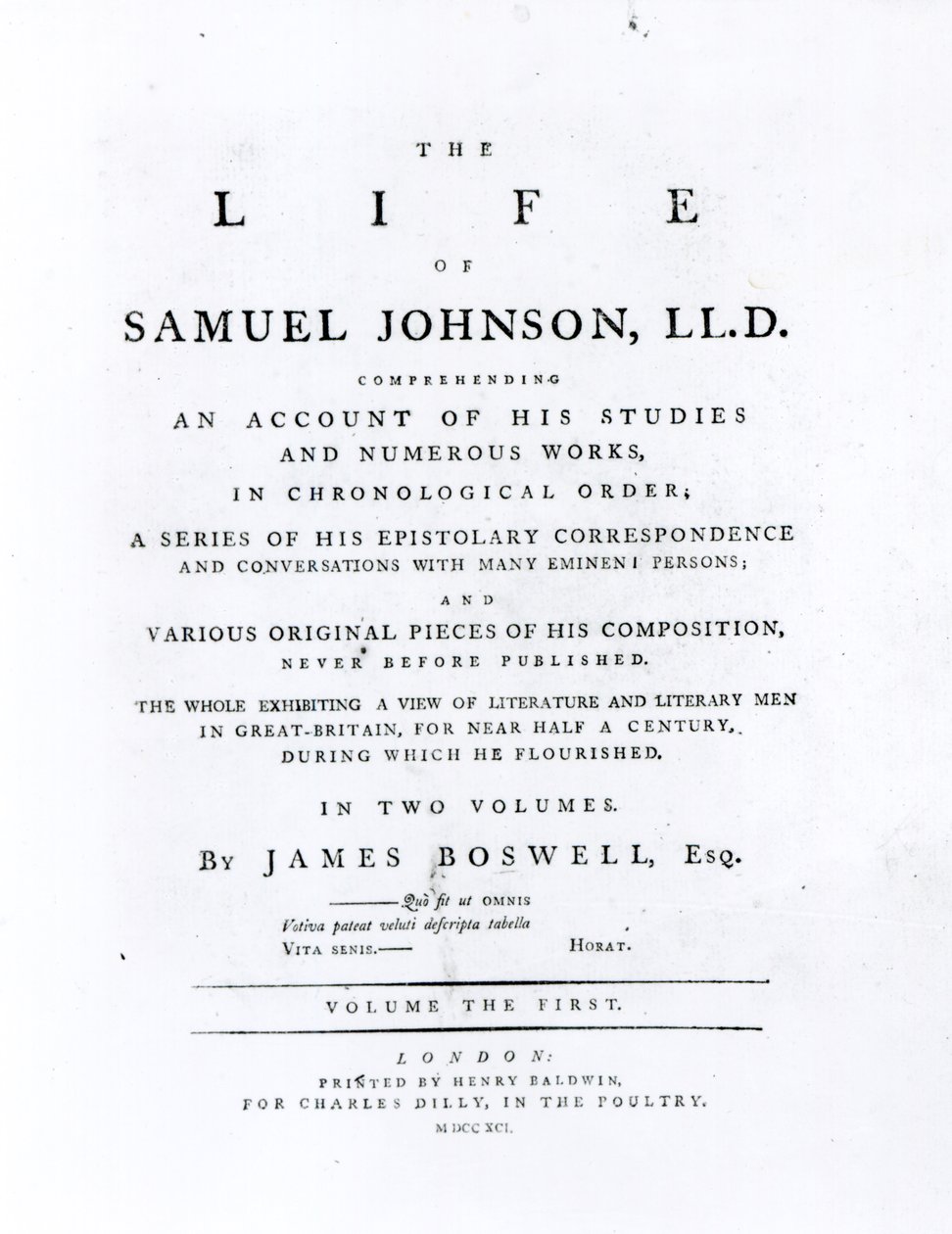 Titelpagina, uit Het leven van Samuel Johnson door James Boswell (1740-1795) door English School