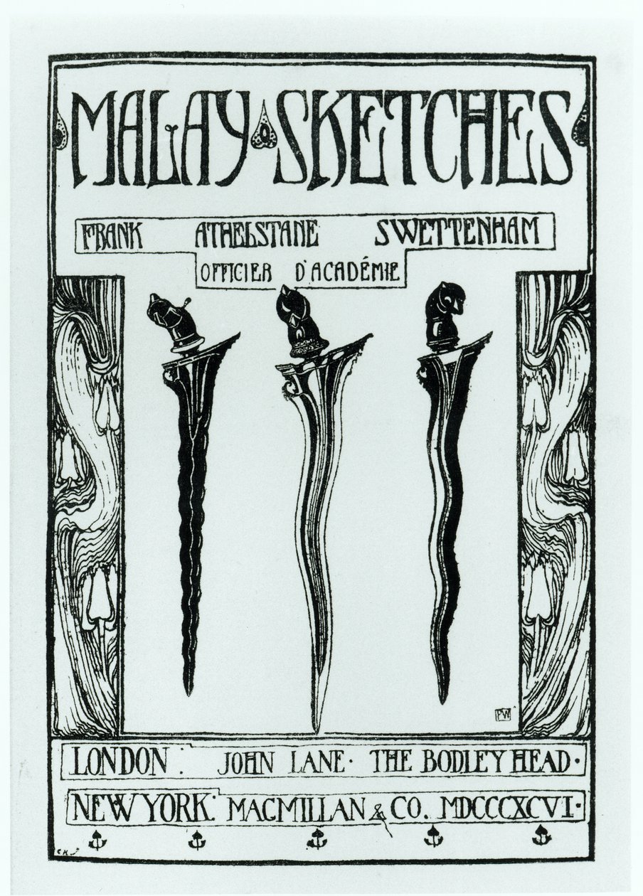 Titelpagina van Maleise Schetsen door Frank Athelstane Swettenham, gepubliceerd 1896 door English School
