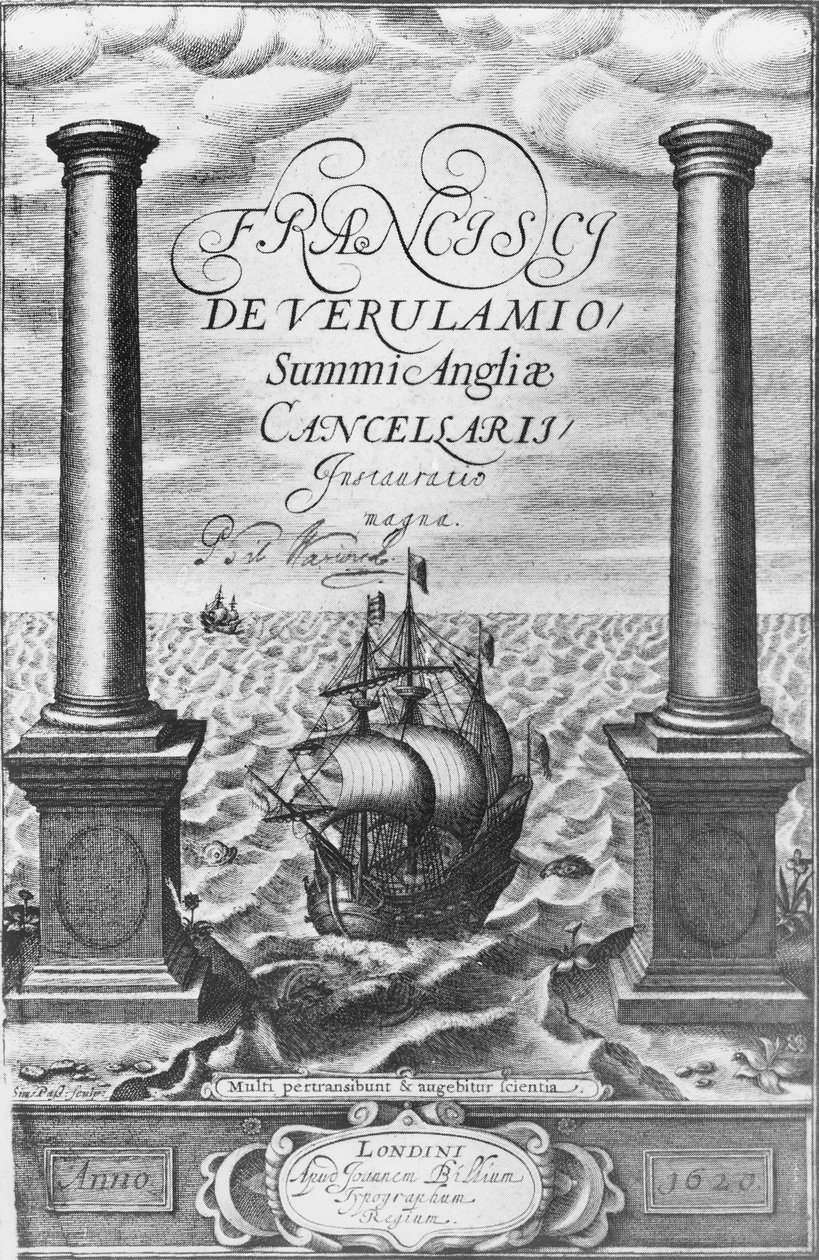 Titelpagina van de eerste editie van de Novum Organum door Sir Francis Bacon, 1620 door English School