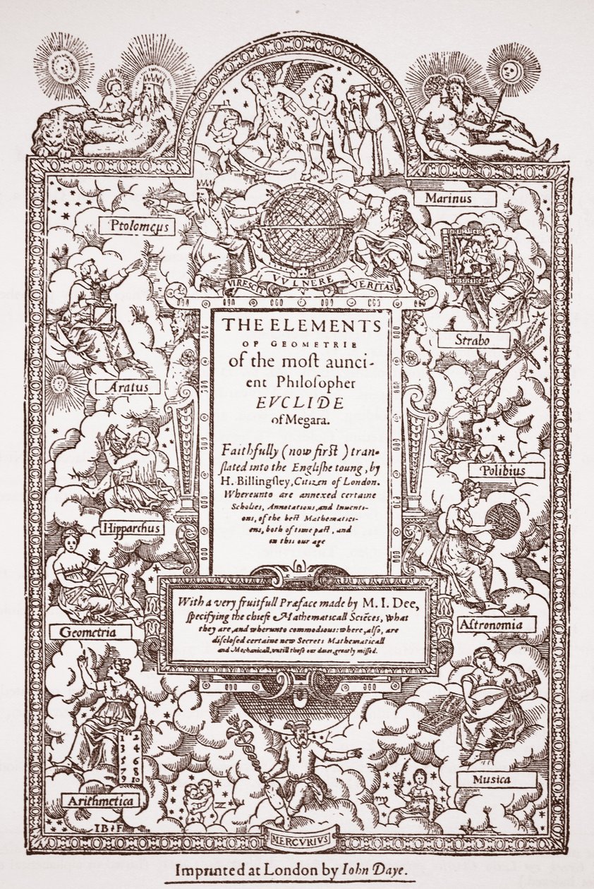 Titelpagina van vroege vertaling van Euclides