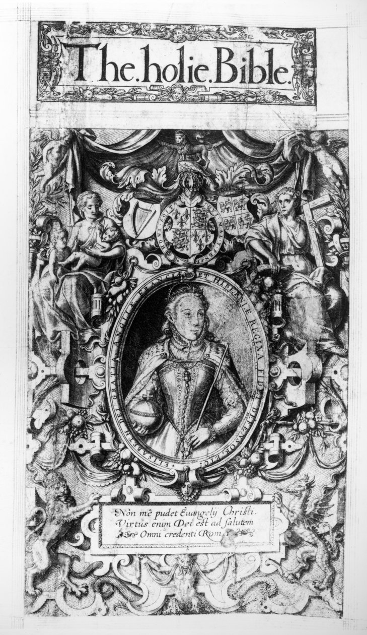 Titelpagina van de Bishops Bible, uitgegeven in 1568 door English School