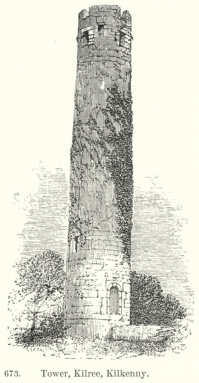 Toren, Kilree, Kilkenny (gravure) door English School