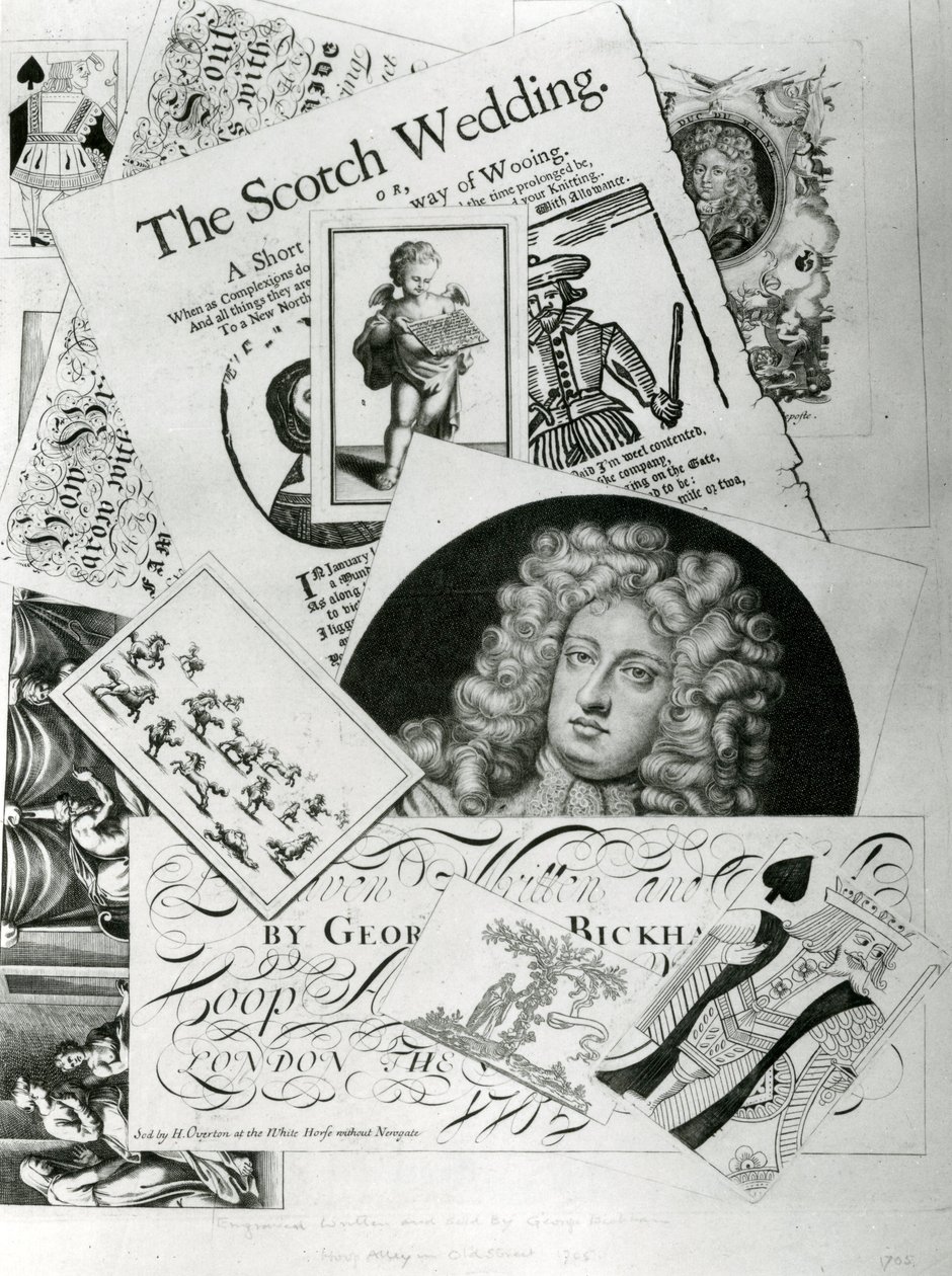 Handelskaart, gegraveerd door George Bickman (gravure) door English School