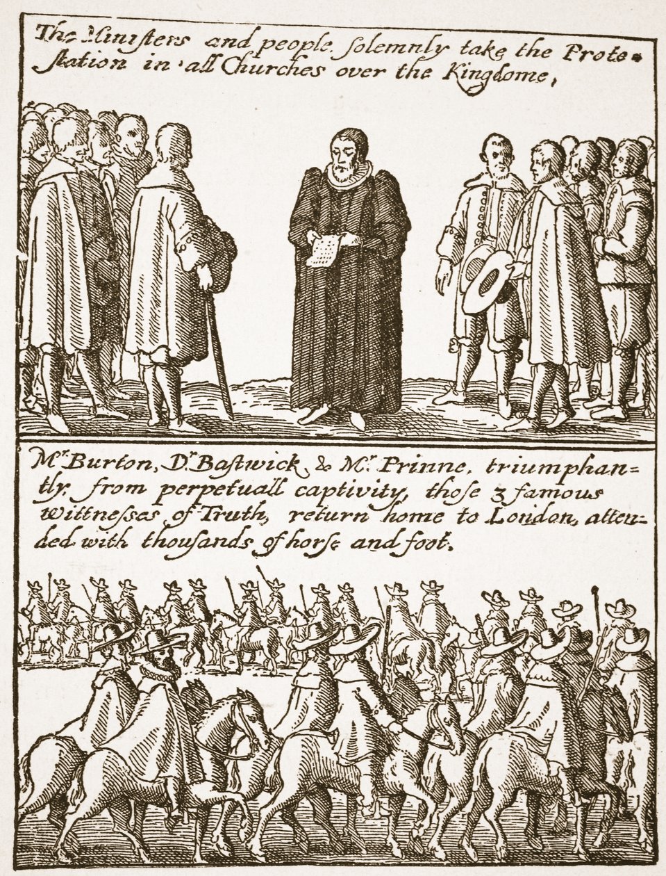 Ware informatie over het begin en de oorzaak van al onze problemen: hoe uitgebroed en hoe voorkomen, uit een puriteins pamflet, 1648, illustratie uit De Kerk van Engeland: Een Geschiedenis voor het Volk door H.D.M. Spence-Jones door English School