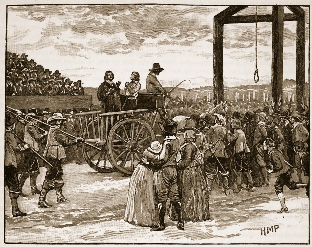 Tyburn in de tijd van Charles I, illustratie uit Cassells Geïllustreerde Geschiedenis van Engeland door English School