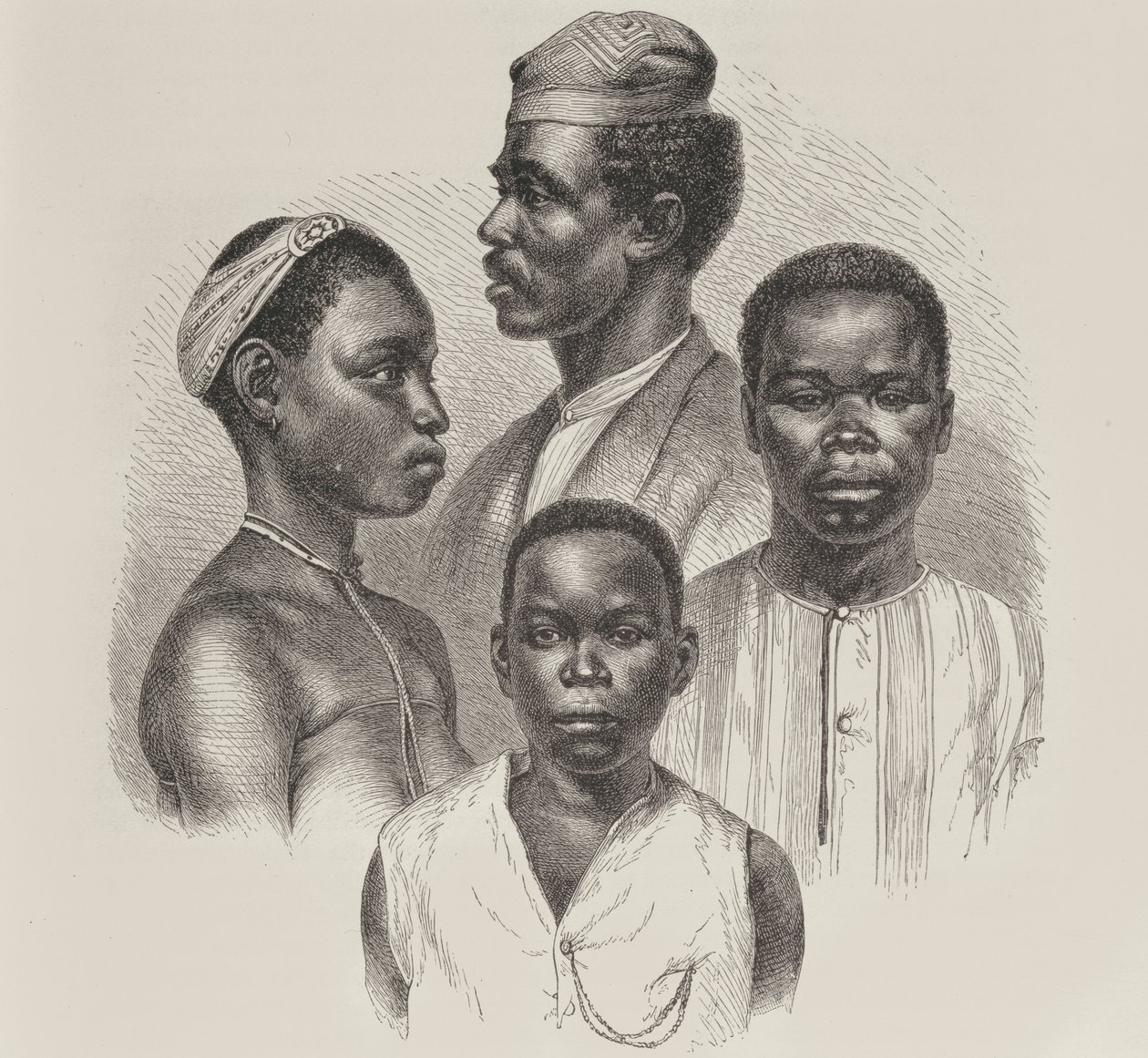 Typen van de Loango Kust, uit De Geschiedenis van de Mensheid, Vol.III, door Prof. Friedrich Ratzel, 1898 door English School