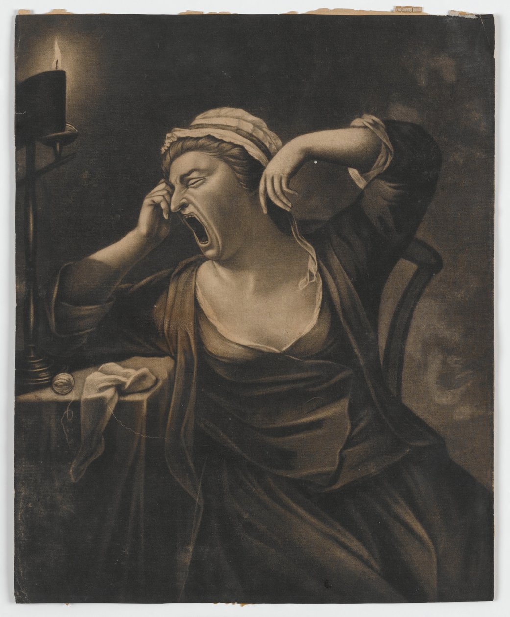 Zonder titel (vrouw geeuwend), ca.1780 door English School