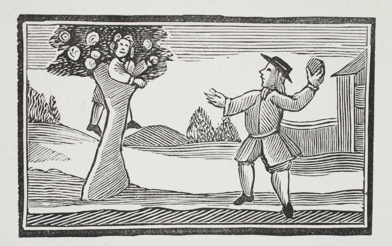 De Boom in klimmen, illustratie uit Chap-books van de Achttiende Eeuw door John Ashton, uitgegeven 1882 door English School