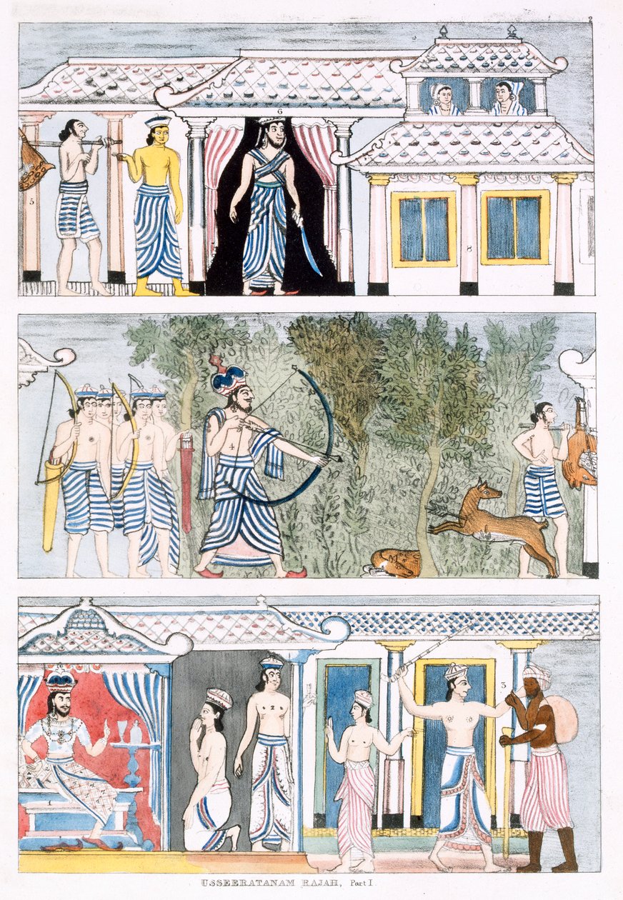 Usseeratanam Rajah, Deel I, uit De Geschiedenis en Doctrine van het Boeddhisme door Edward Upham, 1829 door English School